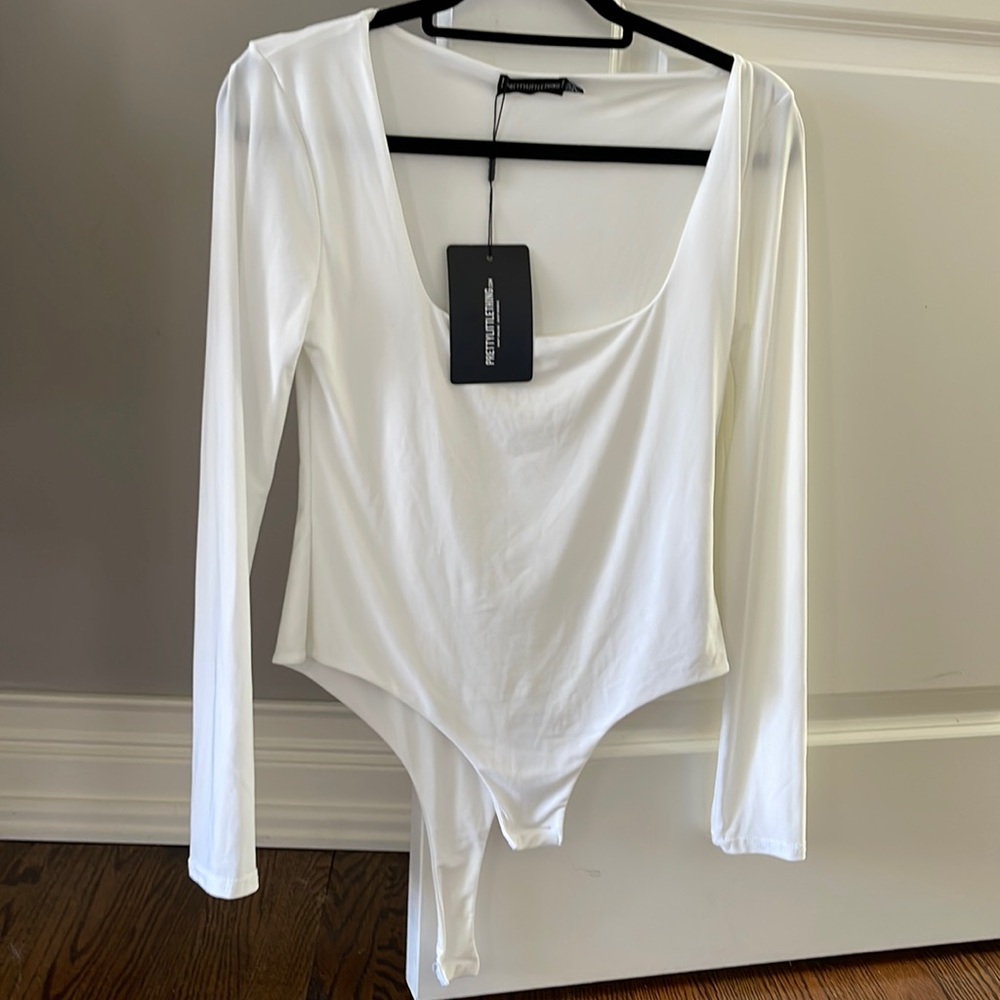Pretty Little Thing White square neck bodysuit, can go with any outfit